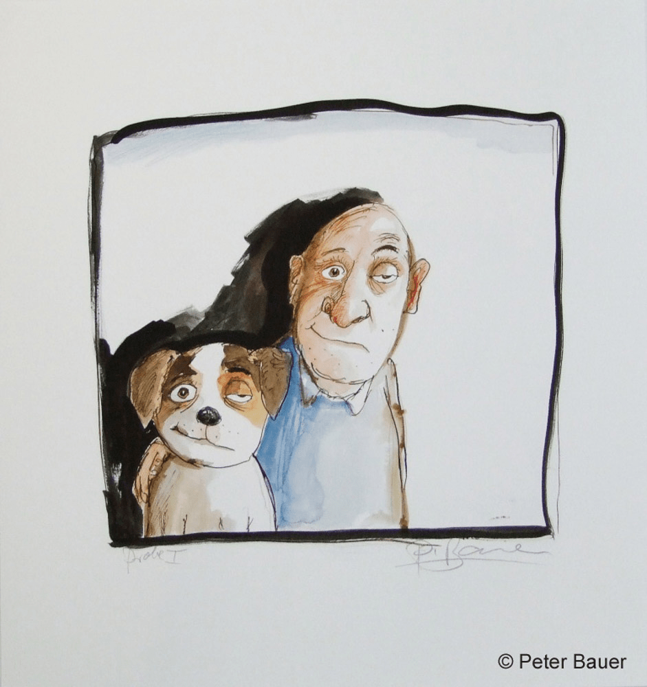 Peter Bauer - Hund und Herrchen - Kunsthandlung Langheinz