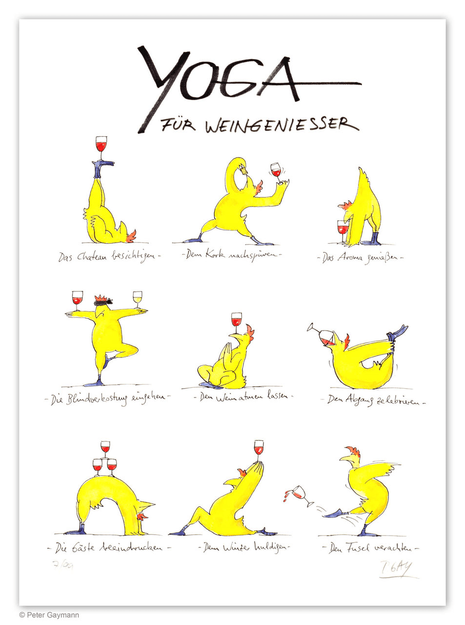 Peter Gaymann – Yoga für Weingenießer - Kunsthandlung Langheinz