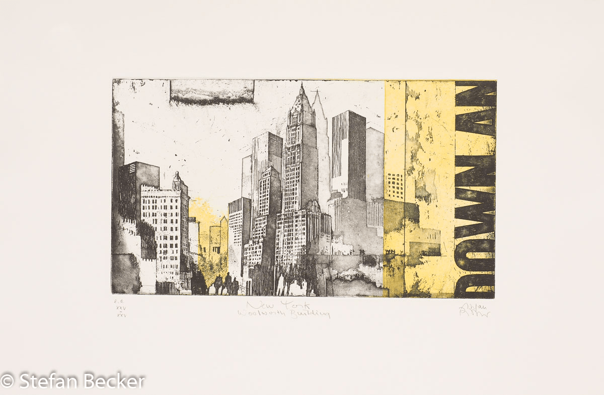 Stefan Becker – New York Woolworth Building · Original-Radierung - Kunsthandlung Langheinz