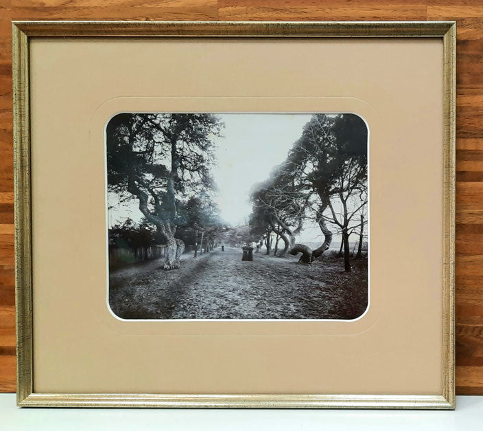 Historisches Foto mit Passepartout mit abgerundeten Ecken und altsilbernem Rahmen