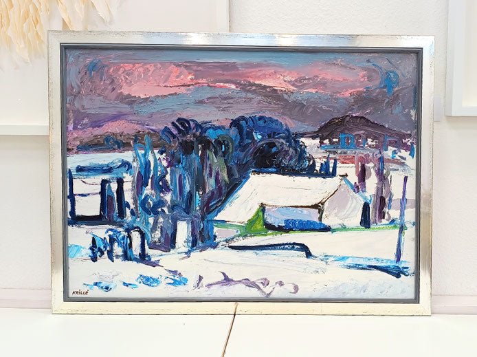 Gemälde einrahmen: Echtversilberter Rahmen für eine kühle Winterlandschaft - Kunsthandlung Langheinz