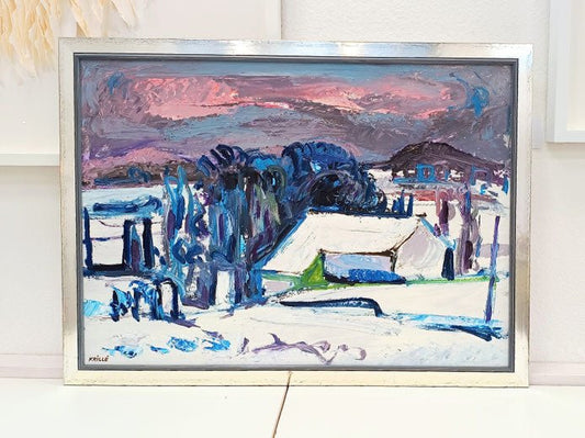 Gemälde einrahmen: Echtversilberter Rahmen für eine kühle Winterlandschaft - Kunsthandlung Langheinz