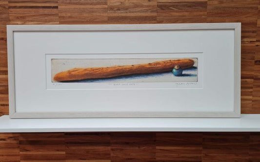 Radierung einrahmen: Peter Wevers "Brot & Salz" mit Passepartout und Museumsglas - Kunsthandlung Langheinz