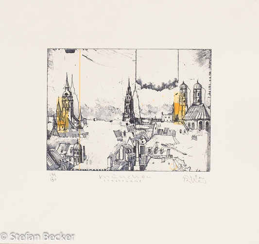 Peterskirche, Frauenkirche, Heilig-Geist-Kirche und weitere Kirchtürme der Münchner Altstadt – Stefan Becker zeigt die Stadtsilhouette von München aus der Vogelperspektive.
